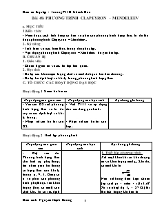 Bài giảng môn học Vật lý lớp 10 - Bài 48: Phương trình Clapeyron – Mendeleev