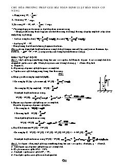 Bài giảng môn học Vật lý lớp 10 - Chủ đề 4: Phương pháp giải bài toán định luật bảo toàn cơ năng
