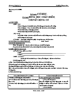 Bài giảng môn học Vật lý lớp 10 - Chương I : Động học chất điểm. Chuyển động cơ