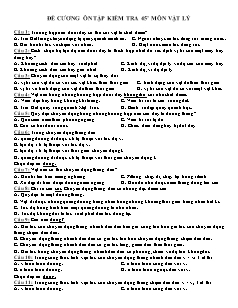Bài giảng môn học Vật lý lớp 10 -  Đề cương ôn tập kiểm tra 45 phút