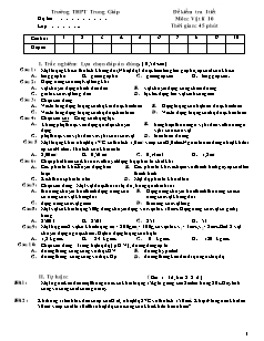 Bài giảng môn học Vật lý lớp 10 - Đề kiểm tra 1 tiết Thời gian: 45 phút
