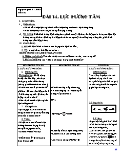 Bài giảng môn học Vật lý lớp 10 - Tiết 23 - Bài 14: Lực hướng tâm