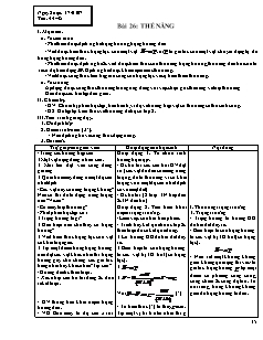 Bài giảng môn học Vật lý lớp 10 - Tiết 44, 45 - Bài 26: Thế năng