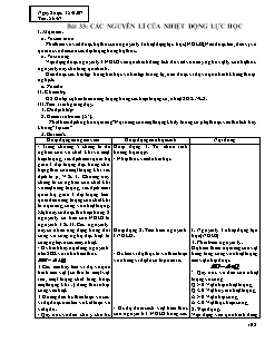 Bài giảng môn học Vật lý lớp 10 - Tiết 56, 57 - Bài 33: Các nguyên lí của nhiệt động lực học