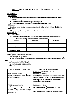 Bài giảng môn học Vật lý lớp 9 - Bài 2 : Điện trở của dây dẫn – định luật Ôm (Tiếp)