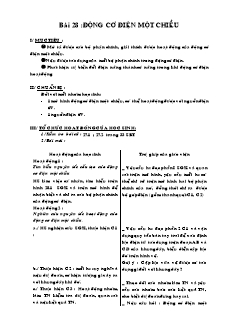 Bài giảng môn học Vật lý lớp 9 - Bài 28 : Động cơ điện một chiều