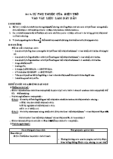 Bài giảng môn học Vật lý lớp 9 - Bài 9 : Sự phụ thuộc của điện trở vào vật liệu làm dây dẫn (Tiếp)