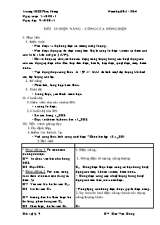 Bài giảng môn học Vật lý lớp 9 - Tiết 15: Điện năng – công của dòng điện