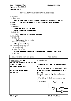 Bài giảng môn học Vật lý lớp 9 - Tiết 21: Tổng kết chương I: Điện học
