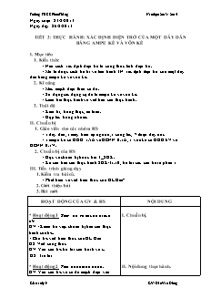 Bài giảng môn học Vật lý lớp 9 - Tiết 3: Thực hành: Xác định điện trở của một dây dẫn bằng ampe kế và vôn kế