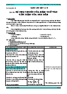 Bài giảng môn học Vật lý lớp 9 - Tuần 4 - Tiết 8 -  Bài 08: Sự phụ thuộc của điện trở vào tiết diện của dây dẫn