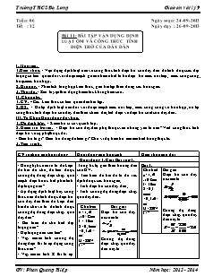 Bài giảng môn học Vật lý lớp 9 - Tuần 6 - Tiết 12 -  Bài 11: Bài tập vận dụng định luật Ôm và công thức tính điện trở của dây dẫn