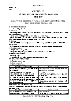 Bài soạn môn học Địa lý 10 - Chương II: Vũ trụ, hệ quả các chuyển động của trái đất