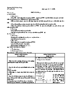 Bài soạn môn Vật lý lớp 10 (cơ bản) - TrườngTHPT Hoà Vang - Tiết 43, 44: Thế năng (tiếp)