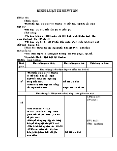 Bài soạn môn Vật lý lớp 10 (nâng cao) - TrườngTHPT Hoà Vang - Định luật III Newton