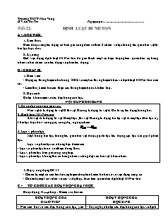 Bài soạn môn Vật lý lớp 10 (nâng cao) - TrườngTHPT Hoà Vang - Tiết 22: Định luật III Niuton