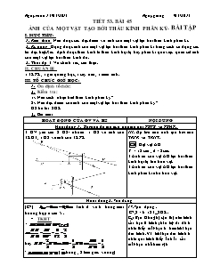 Bài soạn môn Vật lý lớp 9 - Bài 45: Ảnh của một vật tạo bởi thấu kính phân kỳ, bài tập