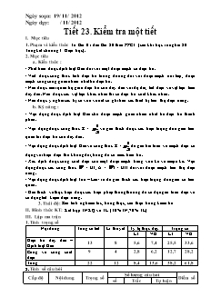 Bài soạn môn Vật lý lớp 9 - Tiết 23: Kiểm tra một tiết