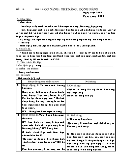 Bài soạn Vật lý 8 tiết 19 Cơ năng: thế năng, động năng