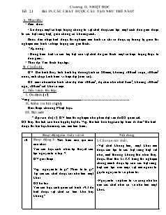 Bài soạn Vật lý 8 tiết 21: Các chất được cấu tạo như thế nào?