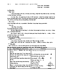 Bài soạn Vật lý 8 tiết 5: Cân bằng lực - Quán tính