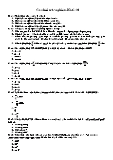Câu hỏi trắc nghiệm khối 10