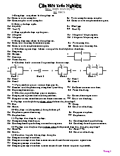 Câu hỏi trắc nghiệm môn điện dân dụng
