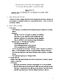 Chuyên đề luyện thi tốt nghiệp thpt và luyện thi đại học, cao đẳng 2009 môn: Địa lí - Chuyên đề: Vị trí địa lí và phạm vi lãnh thổ