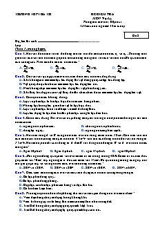 Đề 2 kiểm tra môn vật lý thời gian làm bài: 60 phút