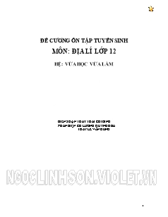 Đề cương ôn tập tuyển sinh môn: Địa lí lớp 12