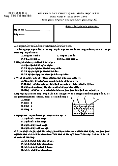 Đề khảo sát chất lượng giữa học kỳ II môn Vật lý 9 - Năm 2004 - 2005