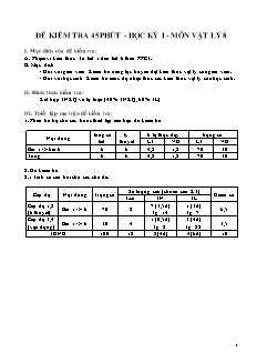 Đề kiểm tra 45 phút - Học kỳ I - môn Vật lý 8