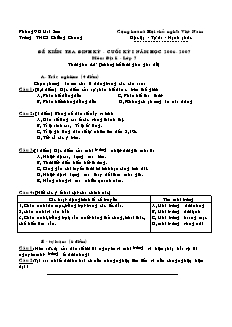 Đề kiểm tra định kỳ - Cuối kỳ I năm học 2006 - 2007 môn: Địa lí - lớp 7 thời gian 45 (không kể thời gian giao đề)