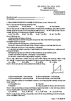 Đề kiểm tra học kì II môn: Vật lí 10 thời gian làm bài: 45 phút