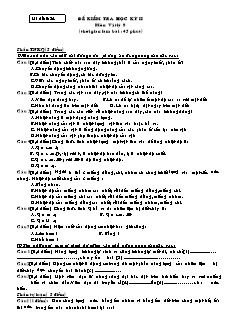 Đề kiểm tra học kỳ 2 môn Vật lí 8