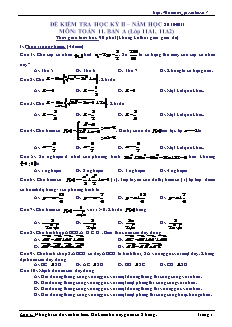 Đề kiểm tra học kỳ II – Năm học 2010 - 2011 môn: Toán 11