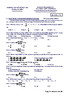 Đề kiểm tra học kỳ môn: Toán - Lớp 11 (cơ bản) - Mã đề thi: 116