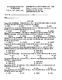 Đề kiểm tra lại thpt năm học 2007 – 2008 môn : Vật lý lớp 10 chương trình chuẩn thời gian làm bài: 45 phút (không kể thời gian giao đề)