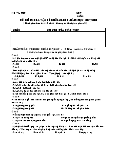 Đề kiểm tra vật lí khối 10 - Kì I - Năm học 2007/2008 ( thời gian làm bài 45 phút - không kể thời gian giao đề )