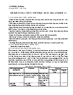 Đề kiểm tra viết 1 tiết học kì II - Địa lí khối 12