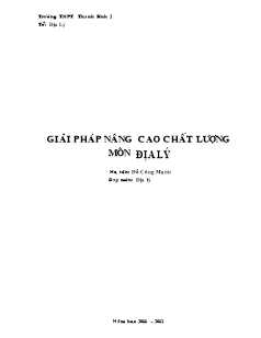 Đề tài Giải pháp nâng cao chất lượng môn địa lý