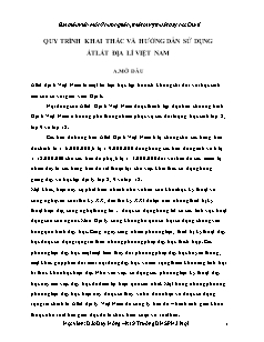 Đề tài Quy trình khai thác và hướng dẫn sử dụng á tlát Địa lí Việt Nam