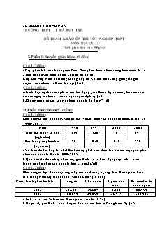 Đề tham khảo ôn thi tốt nghiệp thpt môn địa lý 12 thời gian làm bài: 90 phút