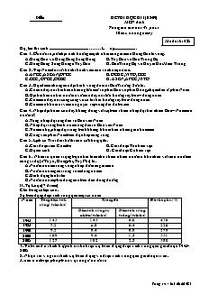 Đề thi học kì 1 môn Địa lý 12