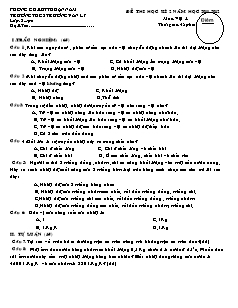 Đề thi học kì 2 môn: Vật Lí