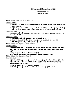 Đề thi học kì I năm học -2008 Trường THPT Liên Hà Môn Vật lý 10 Thời gian 50 phút