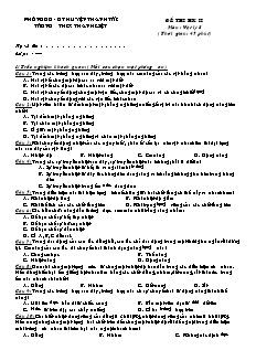 Đề thi học kì II môn: Vật lý 8