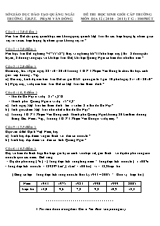 Đề thi học sinh giỏi cấp trường môn Địa 12 (năm học 2010 – 2011)