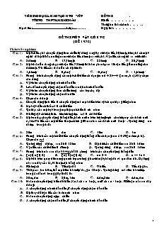 Đề thi môn vật lí 10 thời gian 45 phút