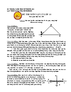 Đề thi môn vật lý lớp 10 thời gian làm bài 180 phút